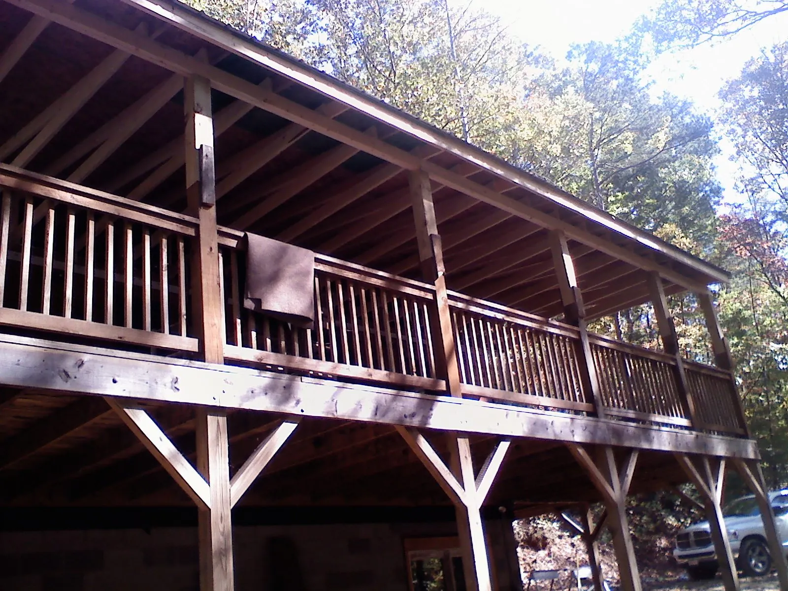 Timber framing under a new elevated porch and deck — Roof Leak Repair in Fallston by Roofing Brothers